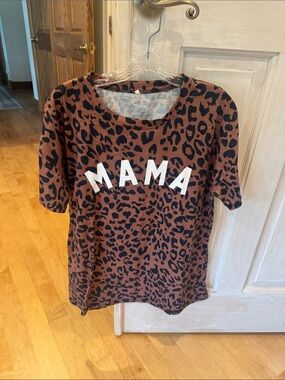 Mama Graphic Leopard Tee - Brown/Black